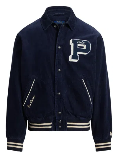 Polo Ralph Lauren Corduroy Varsity Jacket In Blue