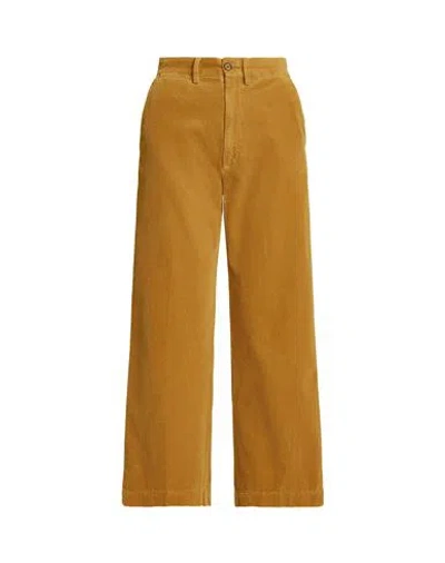 Polo Ralph Lauren Corduroy Wide-leg Cropped Pant Woman Pants Camel Size 8 Cotton In Beige