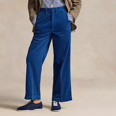 Polo Ralph Lauren Corduroy Wide-leg Cropped Trouser In Blue