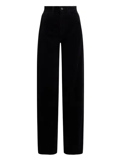 Polo Ralph Lauren Corduroy Wide-leg Trousers In Black
