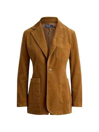Polo Ralph Lauren Corduroy-effect Buttoned Blazer In Brown