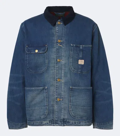 Polo Ralph Lauren Original Label Lined Denim Ruebain Chore Jacket Coneflower In Blue
