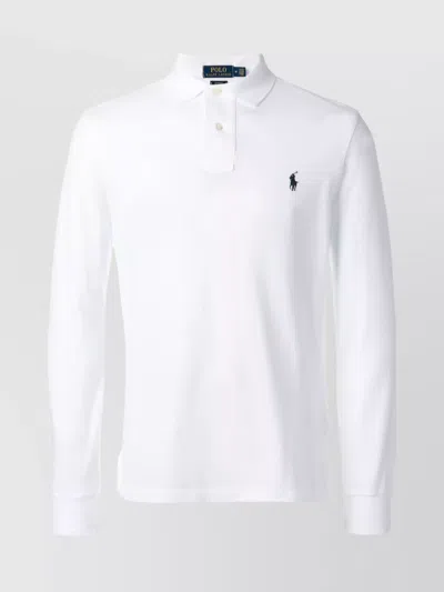 Polo Ralph Lauren Pony Embroidered Long-sleeved Polo Shirt In White