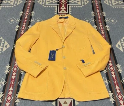 Pre-owned Polo Ralph Lauren Cornflower Yellow Corduroy Sport Coat Blazer Jacket 40r