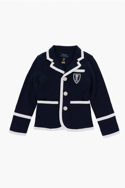 Polo Ralph Lauren Cotton 3-button Blazer With Contrasting Edges And Breast Poc