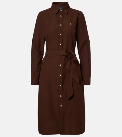 Polo Ralph Lauren Polo Pony Shirt Dress With Belt In Brown