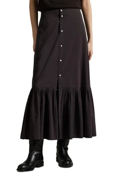 Polo Ralph Lauren Cotton & Silk Button Front Skirt In Black