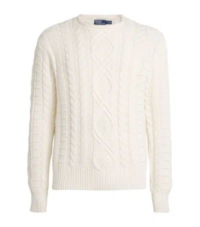 Polo Ralph Lauren Cotton Aran-knit Sweater In White