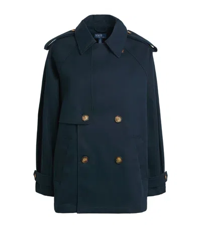 Polo Ralph Lauren Cotton Balloon Trench Coat In Blue