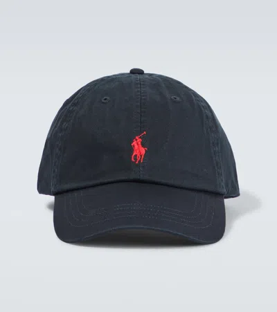 Polo Ralph Lauren Black Baseball Cap With Logo Embroidery In Cotton Man In Multi
