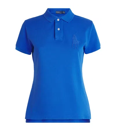 Polo Ralph Lauren Cotton Beaded Big Pony Polo Shirt In Blue