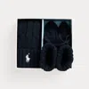 Polo Ralph Lauren Cotton Beanie & Bootie Set In College Navy