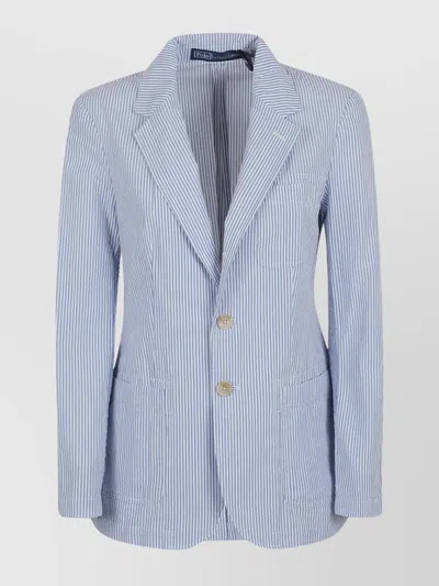 POLO RALPH LAUREN COTTON BLAZER STRIPED PATCH POCKET