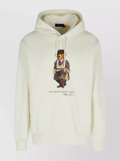 Polo Ralph Lauren Cotton Blend Bear Sweatshirt Hooded Design In White