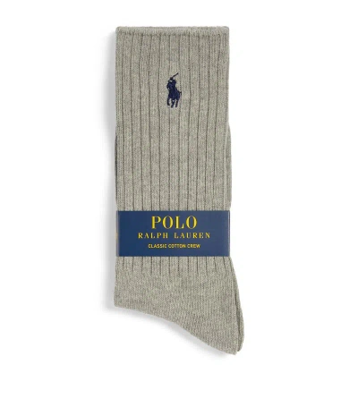 Polo Ralph Lauren Cotton-blend Classic Crew Socks In Grey