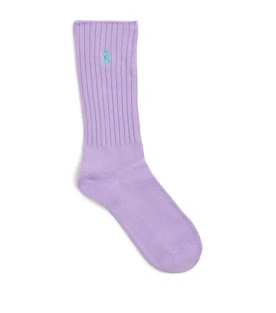 Polo Ralph Lauren Cotton-blend Classic Crew Socks In Purple