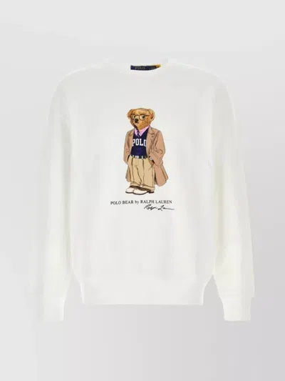 Polo Ralph Lauren Cotton Blend Crew Neck Sweatshirt In White