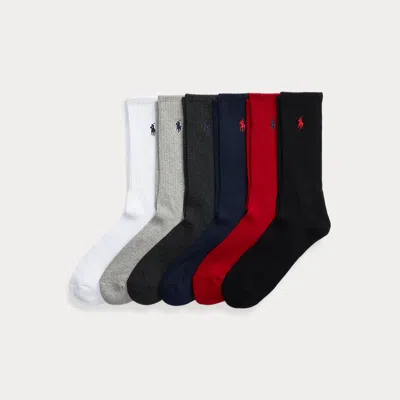 Polo Ralph Lauren Cotton-blend Crew Sock 6-pack In Black