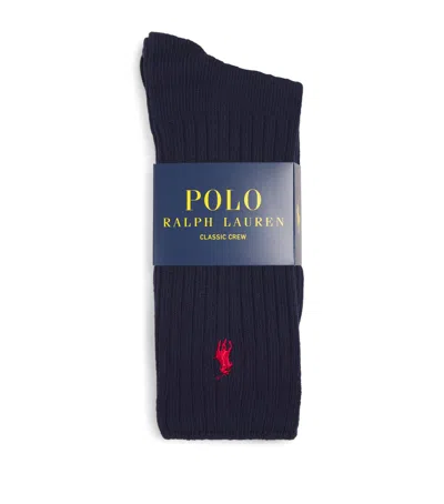 Polo Ralph Lauren Cotton-blend Crew Socks In Navy