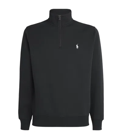 Polo Ralph Lauren Double Knit Quarter Zip In Black