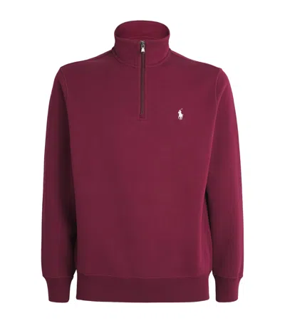 Polo Ralph Lauren Mens Embroidered-logo Long-sleeve Knitted Polo Top In Burgundy