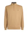 Polo Ralph Lauren Mesh-knit Cotton Quarter-zip Sweater In Camel Melange