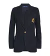 Polo Ralph Lauren Embroidered-monogram Double-knit Blazer In Navy