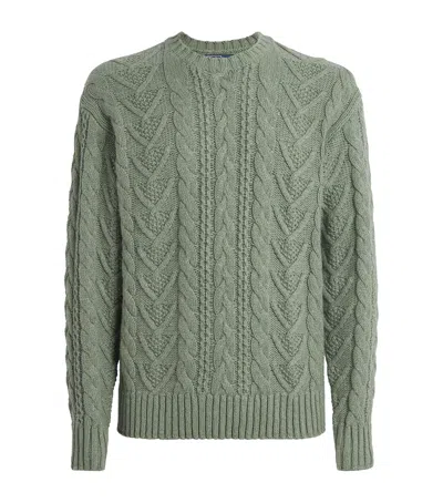 Polo Ralph Lauren Cotton-blend Fisherman's Sweater In Green