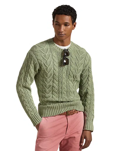 Polo Ralph Lauren Cotton Blend Fisherman's Sweater In Green
