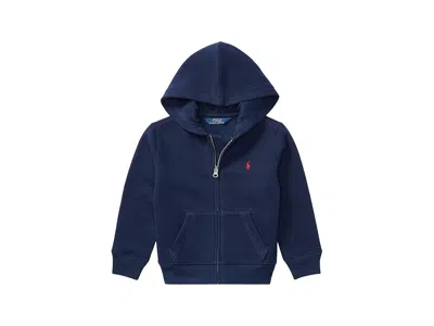 Polo Ralph Lauren Cotton Blend Fleece Hoodie (little Kids) Boy's Fleece Cruise Navy : 7 Little Kid, Polyester/fleece/c In Blue