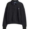 Polo Ralph Lauren Cotton Blend Fleece Quarter-zip Sweatshirt In Black