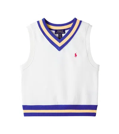 Polo Ralph Lauren Kids' Cotton-blend Fleece Sweater Vest In White