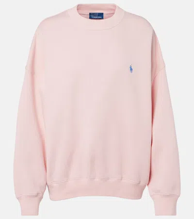 Polo Ralph Lauren Womens Pink Sand Logo-embroidered Relaxed-fit Cotton-blend Sweatshirt