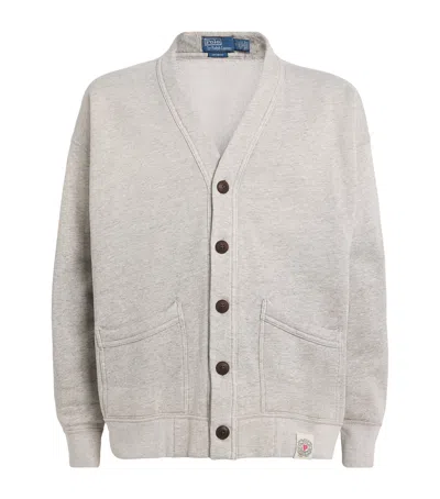 Polo Ralph Lauren Cotton-blend Fleece Vintage Fit Cardigan In Gray