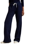 Polo Ralph Lauren Cotton Blend Fleece Wide Leg Sweatpants In Blue