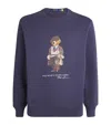 Polo Ralph Lauren Navy Blue Cotton Blend Sweatshirt With Iconic Bear Logo In Blue