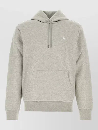 Polo Ralph Lauren Cotton Blend Hooded Sweatshirt Front Pocket In Gray