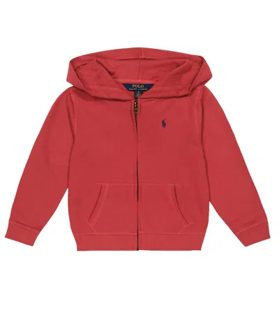 Polo Ralph Lauren Kids' Cotton-blend Hoodie In Chili Pepper W/ Hunter Navy