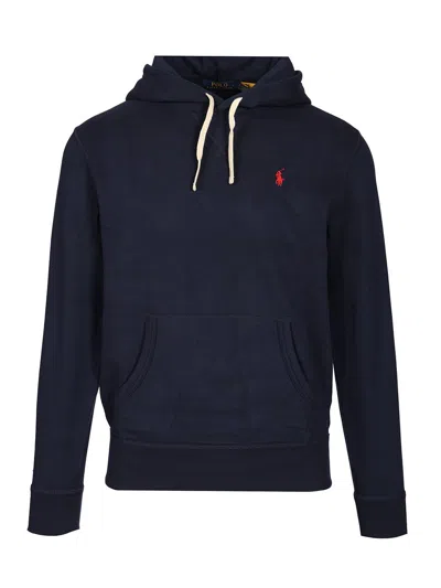 POLO RALPH LAUREN COTTON BLEND HOODIE SWEATSHIRTS BLUE