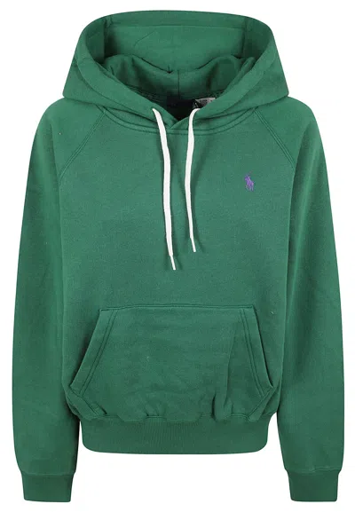 Polo Ralph Lauren Cotton Blend Hoodie With Iconic Embroidered Pony In Green