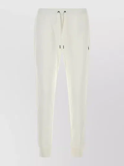 Polo Ralph Lauren Cotton Blend Joggers Elastic Waist Ribbed Cuffs In White