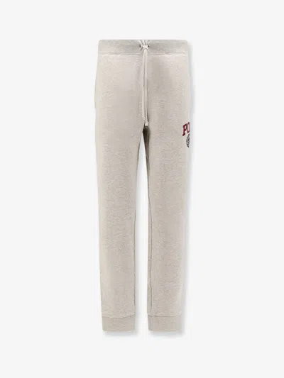 Polo Ralph Lauren Cotton Blend Jogging Trousers With Side Logo Print In Grey
