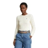 Polo Ralph Lauren Knit Cable Crew Neck Sweater With Logo In Cream-neutral