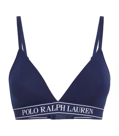 Polo Ralph Lauren Cotton-blend Logo Bralette In Navy