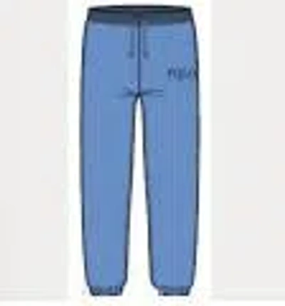 Polo Ralph Lauren Kids' Cotton Blend Pants With Logo Embroidery In Blue