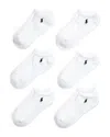 Polo Ralph Lauren Cotton Blend Performance Low Cut Socks, Pack Of 6 In White