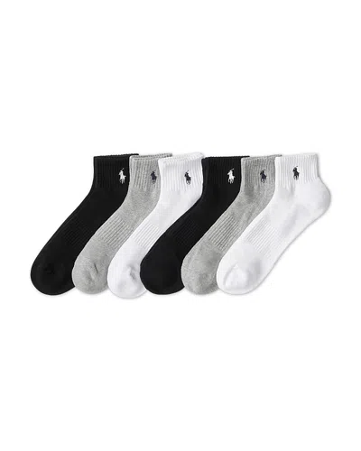 Polo Ralph Lauren Cotton Blend Performance Quarter Socks, Pack Of 6 In Multi