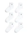 Polo Ralph Lauren Cotton Blend Performance Quarter Socks, Pack Of 6 In White
