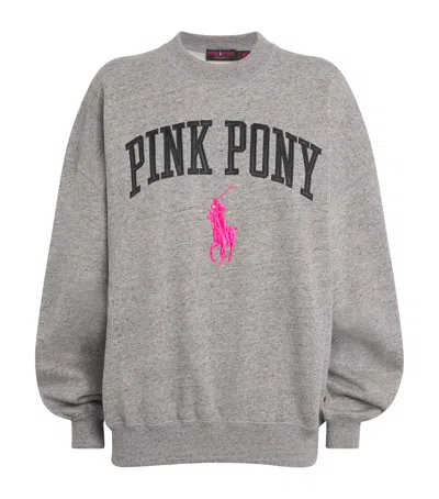 Polo Ralph Lauren Cotton-blend Pink Pony Sweatshirt In Gray