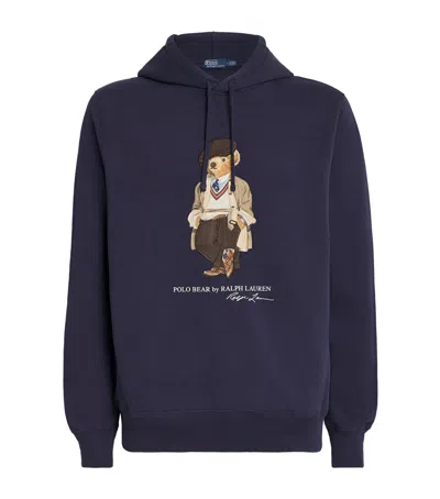 Polo Ralph Lauren Cotton-blend Polo Bear Hoodie In Blue